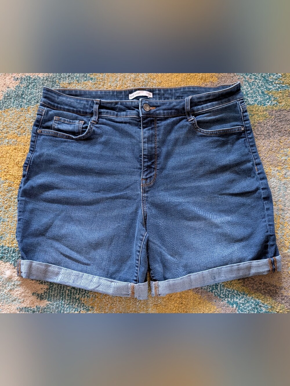 Nine West Women's Dark Blue Denim Roll-Cuff Shorts